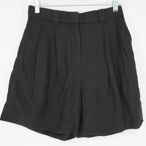 COS Pleated high waisted linen blend shorts black Size 4